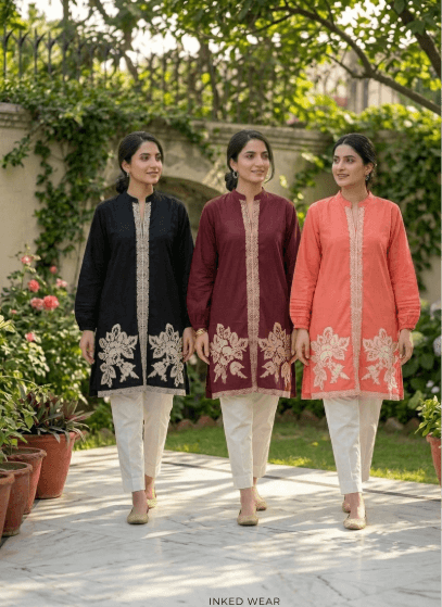 Zarqash Series — Inked Wear Women's Embroidered Cotton 2-Piece Suit