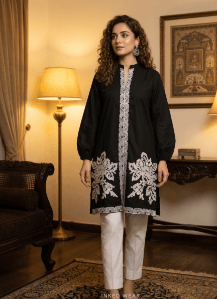 Onyx Zarqash — Inked Wear Women's Embroidered Cotton 2-Piece Suit