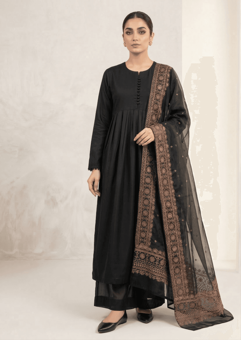 Black Opulence — Inked Wear Women's Silk Satin 3-Piece Frock Set