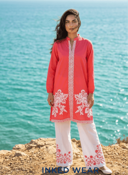 Coral Royale — Inked Wear Women's Embroidered Cotton 2-Piece Suit