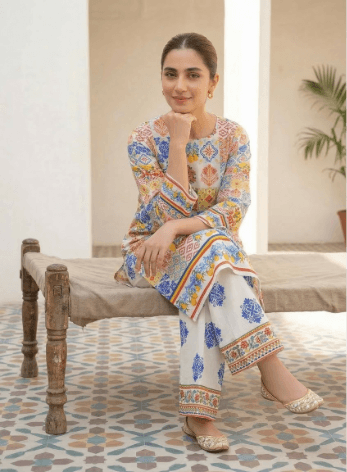 Citrus Tile — Inked Wear Women's Printed Lawn 2-Piece Suit
