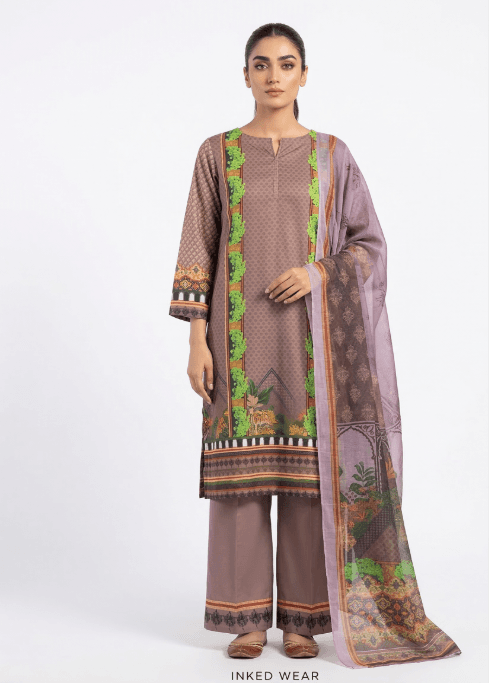 Mughal Chinar — Inked Wear Women's Silk Crepe 3-Piece Suit