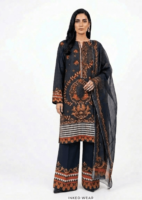 Nawabi Noor — Inked Wear Women's Silk Crepe 3-Piece Suit