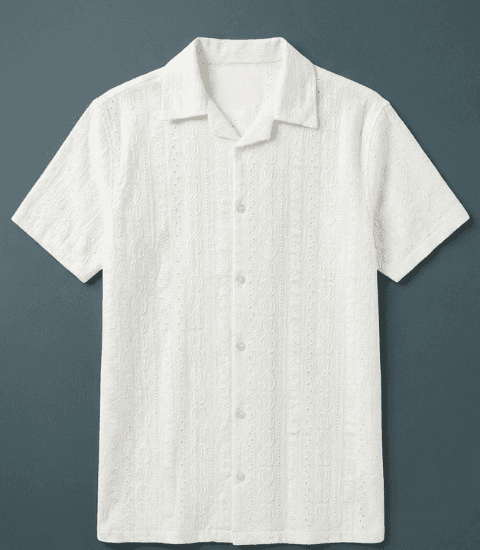 Cable Knit Camp Collar Shirt